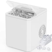 EDX Countertop Ice Maker, 26 lbs in 24 Hrs, 9 Ice Cubes Ready in 6 Mins, Self-Cleaning, with Basket & Scoop, For Home, Camping, White