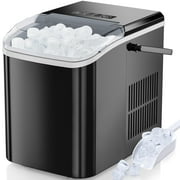 EDX Countertop Ice Maker, Self-Cleaning Portable Ice Maker Machine with Handle and Ice Scoop 9Pcs/6Min 26.5Lbs/24H Black