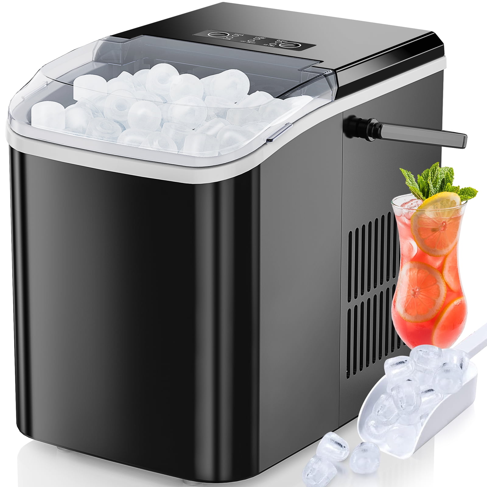 EDX Countertop Ice Maker, Self-Cleaning Portable Ice Maker Machine with  Handle and Ice Scoop, Bullet Ice Cubes, 9Pcs/6Min 26.5Lbs/24H for