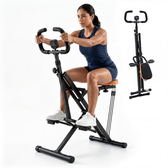 EDX Squat Trainer for Home, Foldable Full Body Workout Machine with Adjustable Resistance and Built-in Timer, 330 lbs Capacity, Black