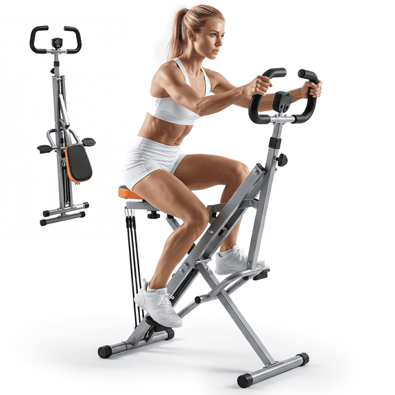 EDX Squat Trainer for Home, Foldable Full Body Workout Machine with Adjustable Resistance and Built-in Timer, 330 lbs Capacity, Silver