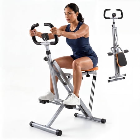 EDX Squat Trainer for Home, Foldable Full Body Workout Machine with Adjustable Resistance and Built-in Timer, 330 lbs Capacity, Silver