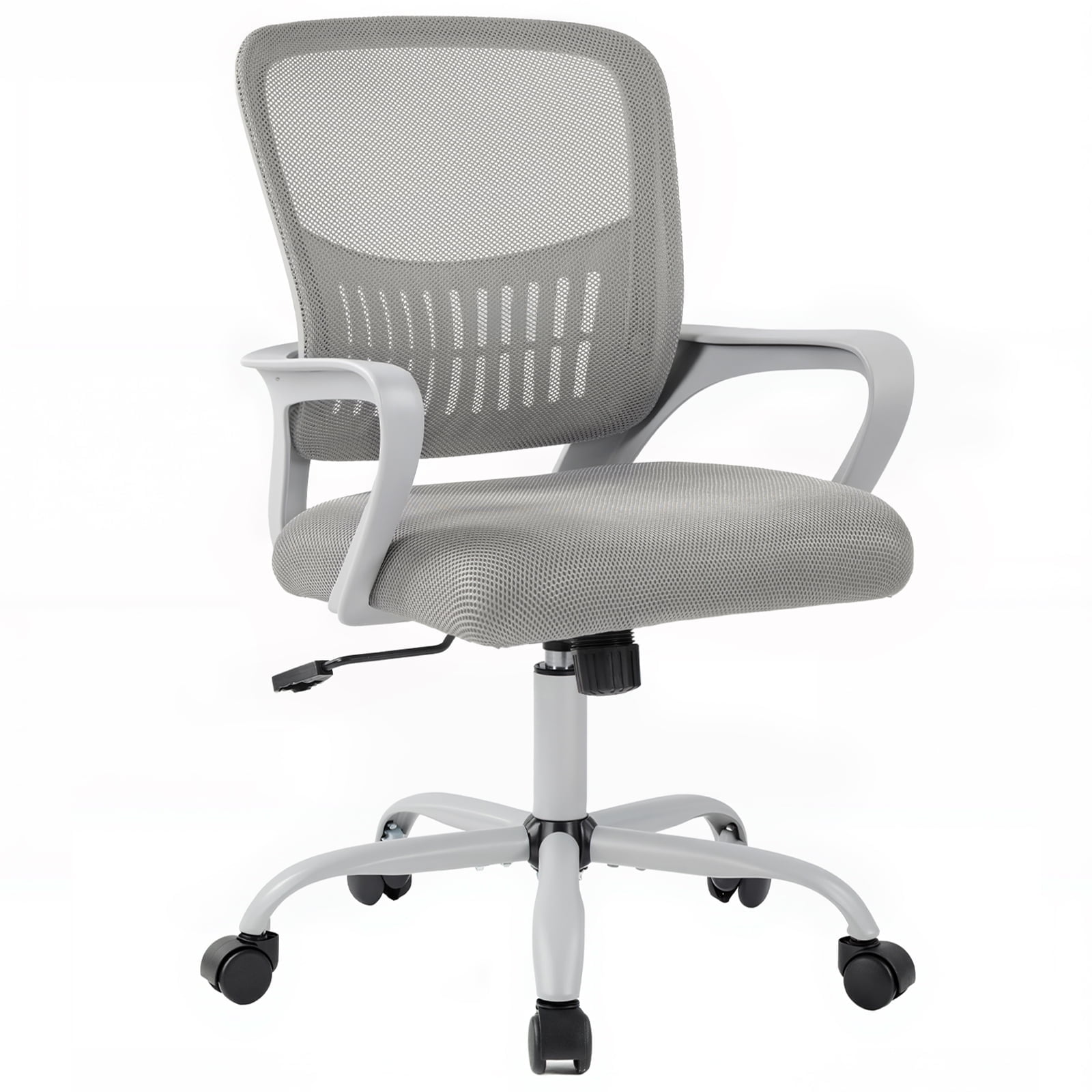 EDX Desk Chair with Ergonomic Lumbar Support, Fixed Armrests & Removable Footrest - 250lbs Capacity, Suitable for Home, Office, Bedroom, Gray