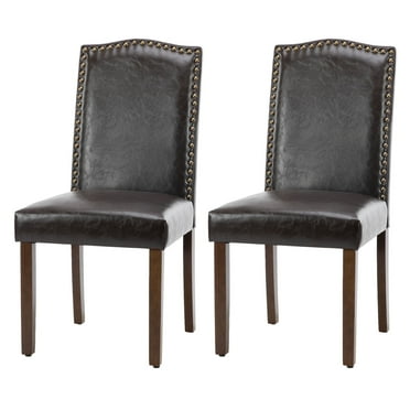EDX Dining Chairs Set of 2, Parsons Chairs with Nailhead Trim and Wood Legs