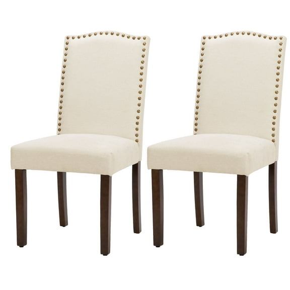 EDX Dining Chairs Set of 2, Parsons Chairs with Nailhead Trim and Wood Legs