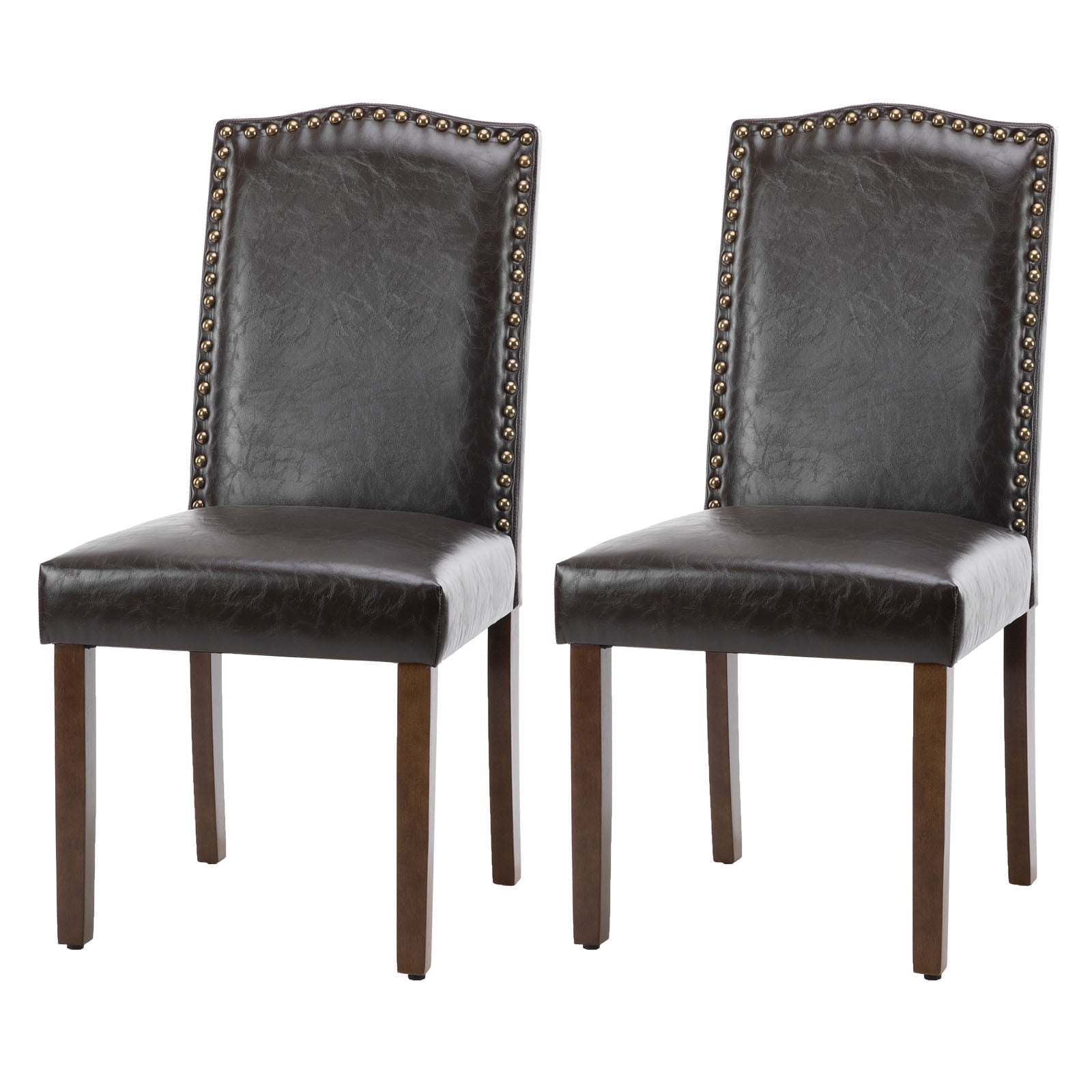 EDX Dining Chairs Set of 2, Parsons Chairs with Nailhead Trim and Wood Legs