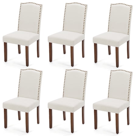 EDX Dining Chairs Set of 6, Parsons Chairs with Nailhead Trim and Wood Legs