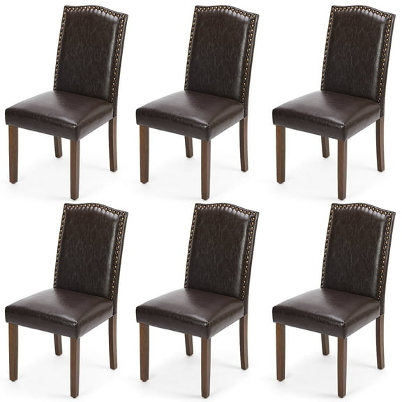 EDX Dining Chairs Set of 6, Parsons Chairs with Nailhead Trim and Wood Legs