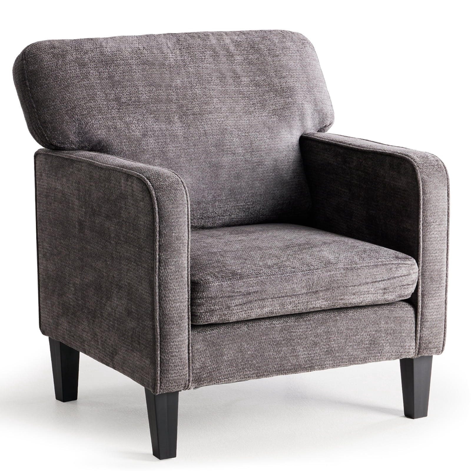 EDX Mid-Century Modern Lounge Chair – Curved Back Upholstered Armchair for Living Room/Bedroom, Ergonomic Reading Chair, Apartment & Office Decor, Gray