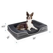 EDX Dog Bed 35"x25" Orthopedic Dog Sofa Bed Large, Supportive Foam Pet Couch Bed with Removable Washable Cover, Grey