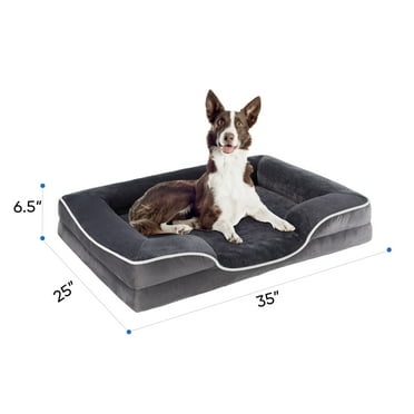EDX Dog Bed 35"x25" Orthopedic Dog Sofa Bed Large, Supportive Foam Pet Couch Bed with Removable Washable Cover, Grey