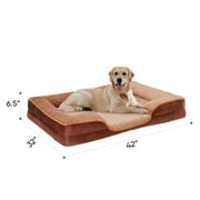 EDX Dog Bed, 42"x32" Orthopedic Dog Sofa Bed Extra Large, Supportive Foam Pet Couch Bed with Removable Washable Cover, Brown