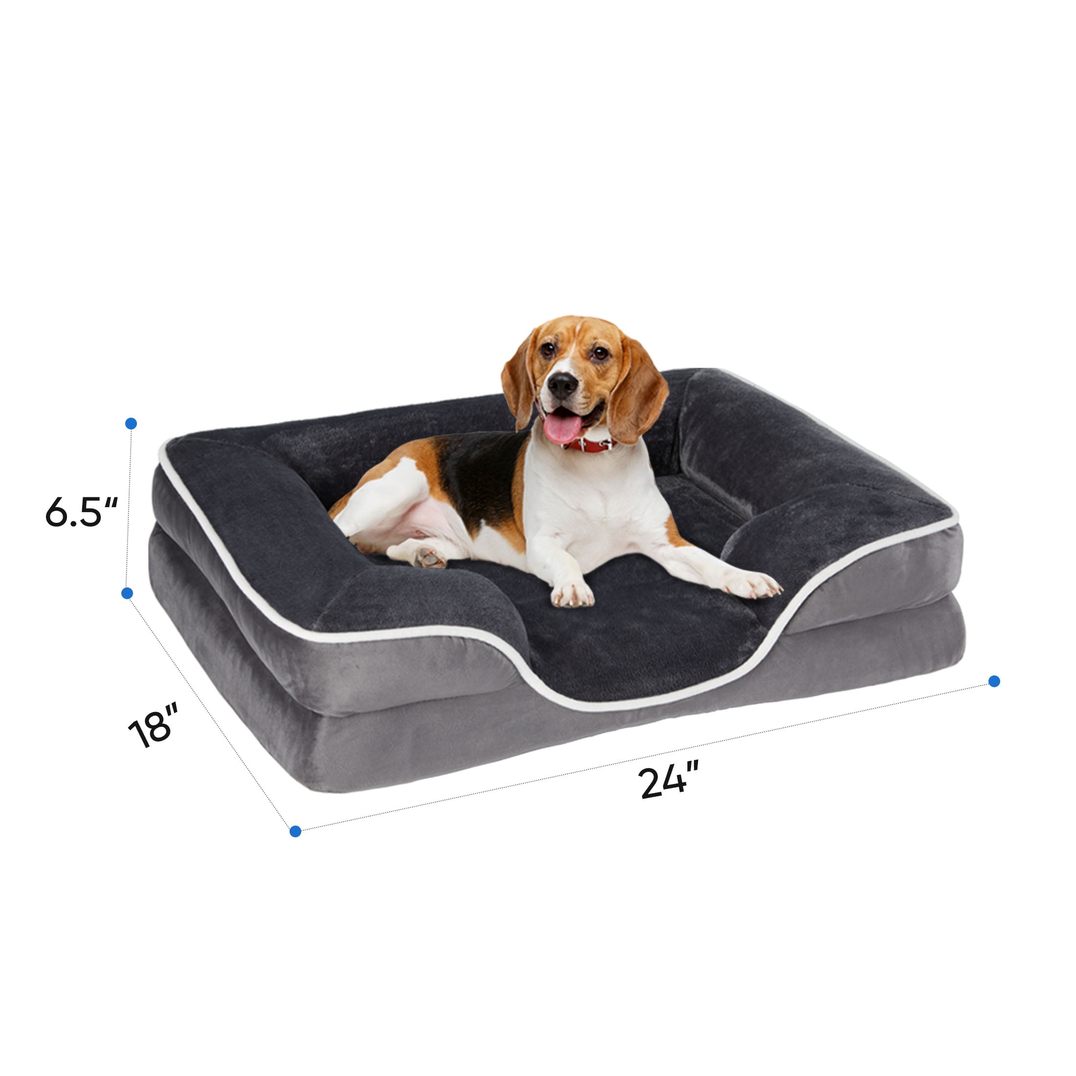 EDX Dog Bed 24 x18 Orthopedic Dog Sofa Bed Small Supportive Foam Pet Couch Bed with Removable Washable Cover Grey Walmart