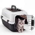 thumbnail image 1 of EDX Dog Crates for Small Dogs & Cat Carriers, Two-Door Plastic Pet Kennel, Top & Front Loading, 23", White&Black, 1 of 6