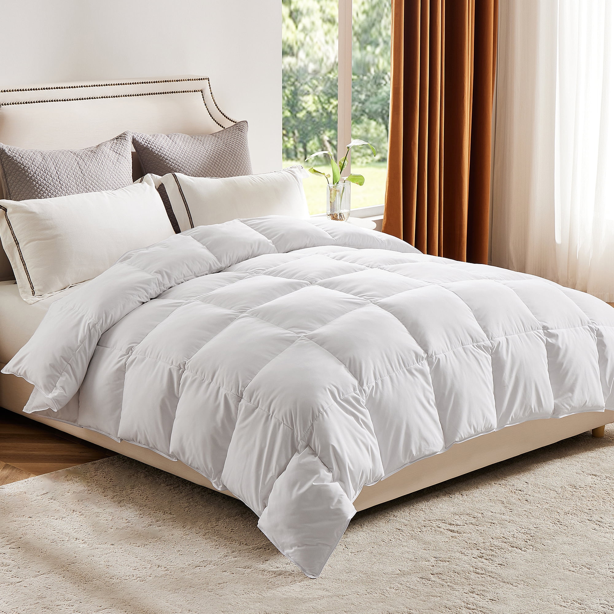 EDX Down Comforter, King Size Solid Duck Feathers Down Comforter