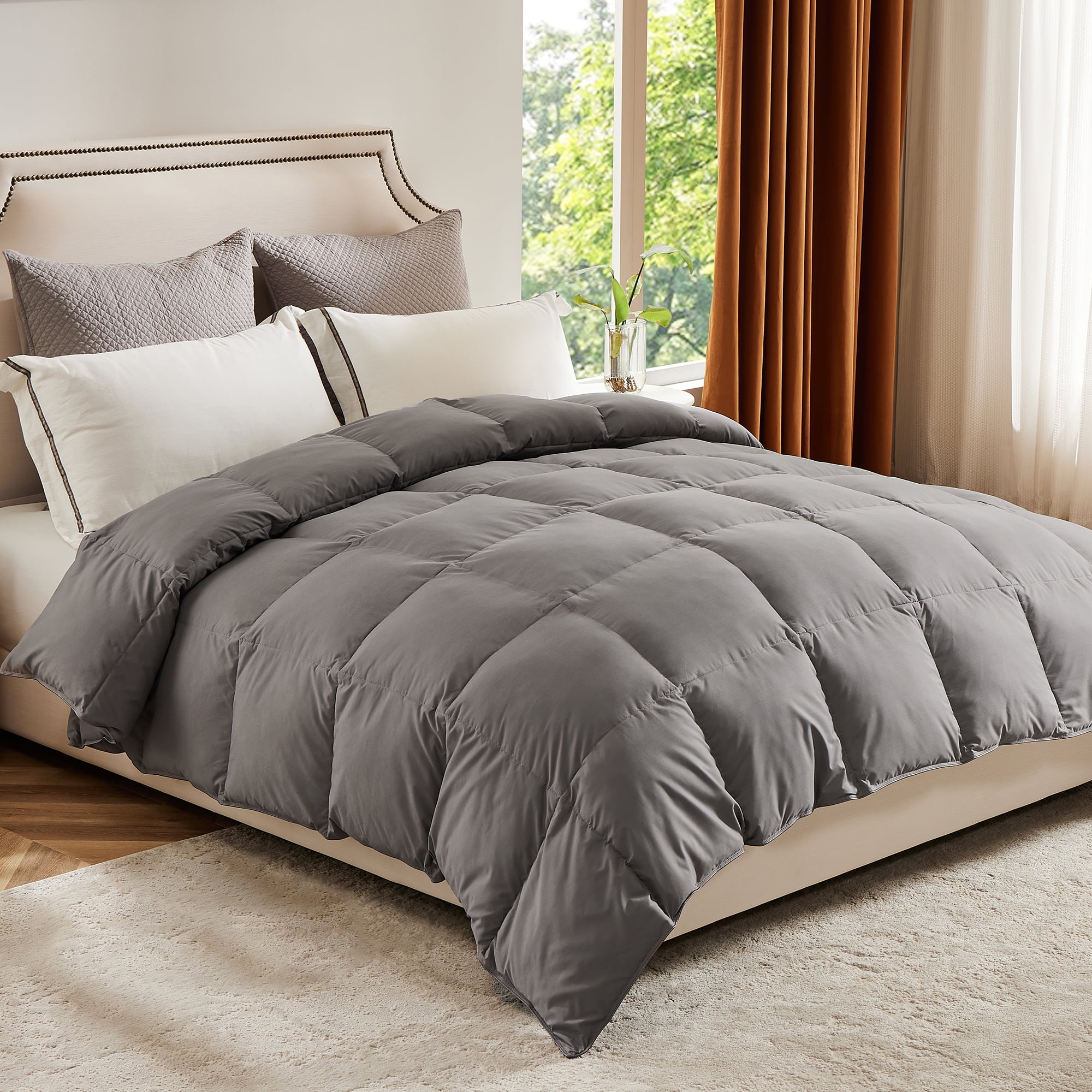 EDX Down Comforter, Queen Size Solid Duck Feathers Down Comforter