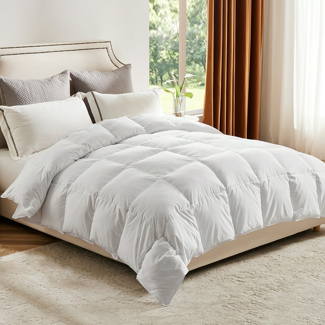 EDX Down Comforter, Queen Size Solid Duck Feathers Down Comforter