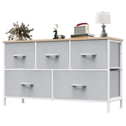 edx 5 Drawers Fabric Dresser for Bedroom, Drawer Organizer Storage Cabinet for Closet, Clothes, TV Stand, Light Gray
