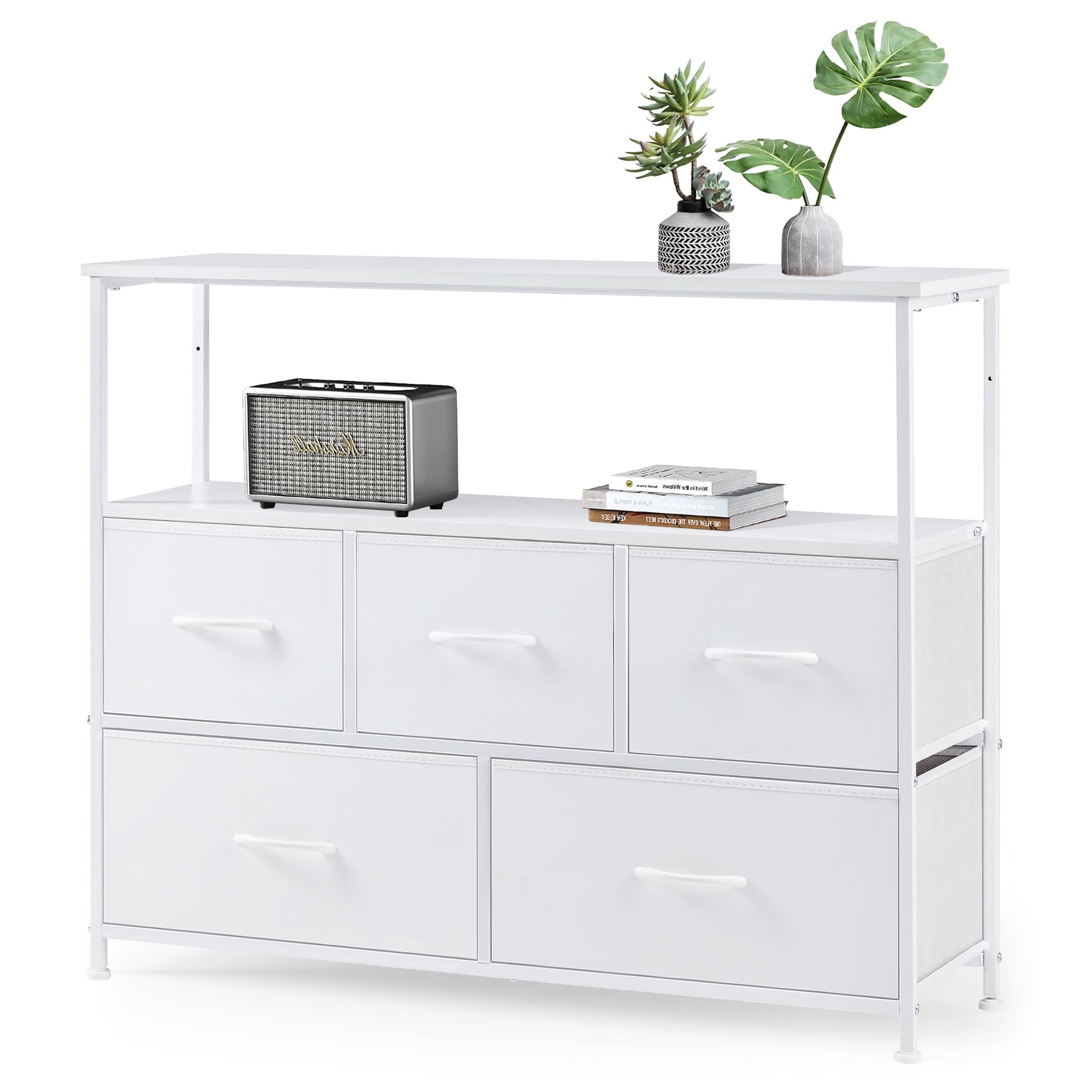 EDX Dresser TV Stand, Entertainment Center with 5 Fabric Drawers, Media Console Table with Open Shel(图1) EDX Dresser TV Stand, Entertainment Center with 5 Fabric Drawers, Media Console Table with Open Shel(图1)