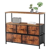 EDX Dresser TV Stand, Entertainment Center with Fabric Drawers, Media Console Table with Open Shelves for TV up to 45 inch for Bedroom, Living Room, Entryway, Rustic Brown