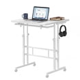 thumbnail image 1 of Edx Dual Desktop Height Adjustable Rolling Desk with Wheels, Treadmill Desk for Walking Pad, Mobile Computer Table with Cup Holder for Home Office Bedroom Living Room, White, 1 of 9
