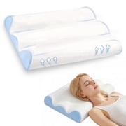 EDX Ergonomic Contour Memory Foam Pillow for Neck & Shoulder Pain Relief, Slow Rebound Cervical Support, Cooling Washable Cover, White