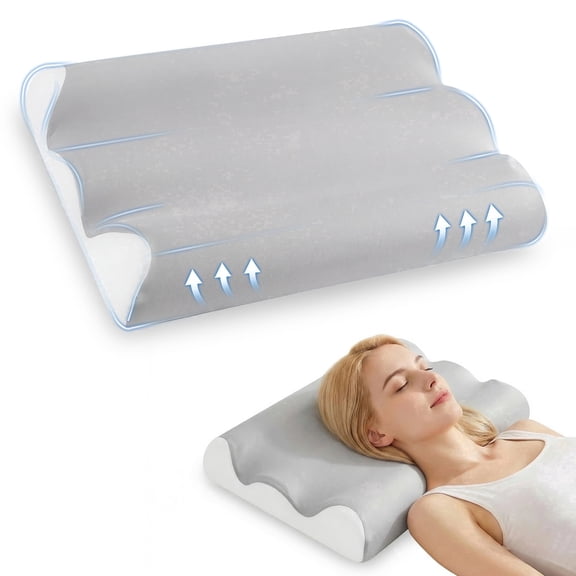 EDX Ergonomic Contour Memory Foam Pillow for Neck & Shoulder Pain Relief, Slow Rebound Cervical Support, Cooling Washable Cover, Dark Gray
