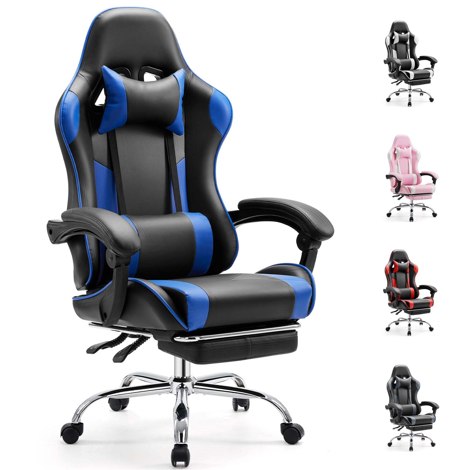 EDX Ergonomic Gaming Chair High Back Office Chair with Lumbar Support and Adjustable Armrests Swivel Racing Chair, Black and Blue