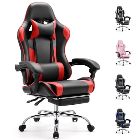 EDX Ergonomic Gaming Chair High Back Office Chair with Lumbar Support and Adjustable Armrests Swivel Racing Chair, Black and Red