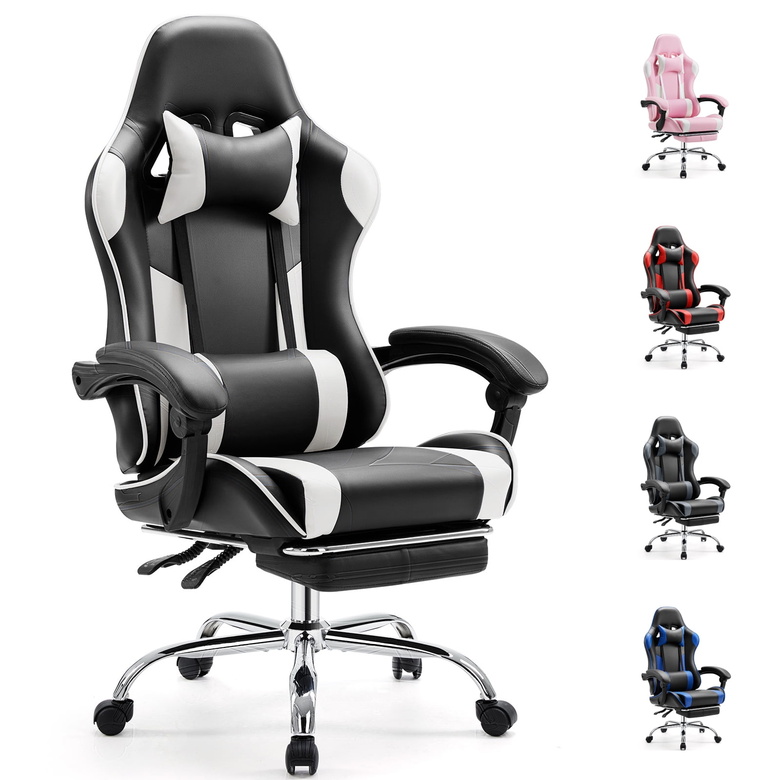 EDX Ergonomic Gaming Chair High Back Office Chair with Lumbar Support and Adjustable Armrests Swivel Racing Chair Black and White Walmart