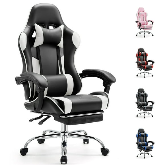 EDX Ergonomic Gaming Chair High Back Office Chair with Lumbar Support and Adjustable Armrests Swivel Racing Chair, Black and White