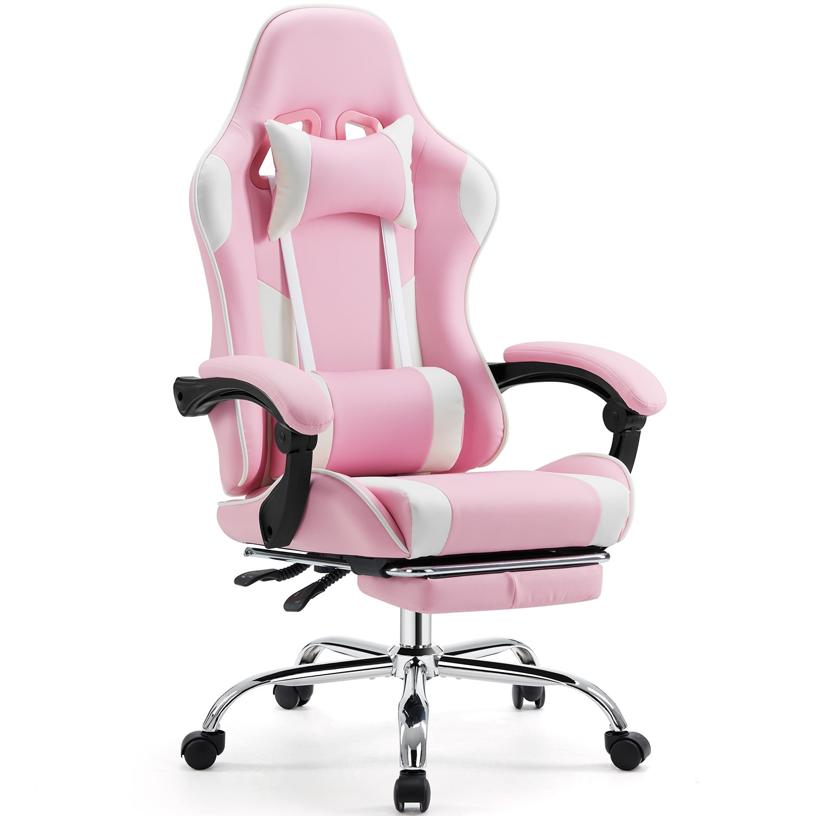 EDX Ergonomic Gaming Chair High Back Office Chair with Lumbar Support and Adjustable Armrests Swivel Racing Chair Pink and White