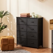 EDX Fabric Dresser for Bedroom, Tall Dresser with 8 Drawers, Metal Frame, Wood Tabletop, Black
