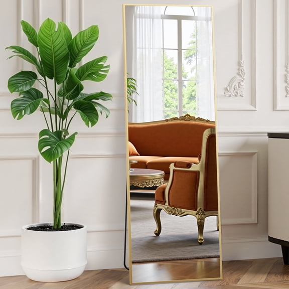EDX Full Length Mirror 59"x16" Full Body Mirror Rectangle Free Standing Wall Mounted Leaning Hanging Full body Mirrors, Gold