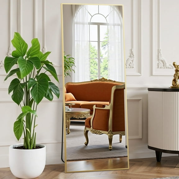 EDX Full Length Mirror 64"x21" Full Body Mirror Rectangle Free Standing Wall Mounted Leaning Hanging Full body Mirrors, Gold