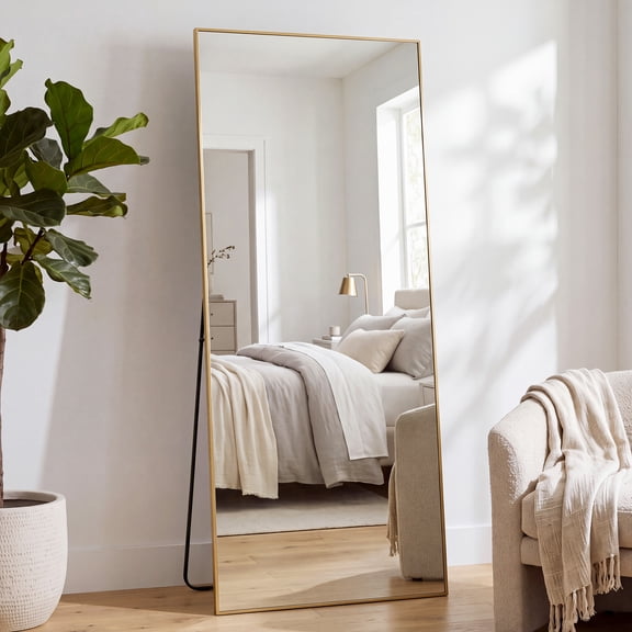 EDX Full Length Mirror 71"x32" Full Body Mirror Rectangle Free Standing Wall Mounted Leaning Hanging Floor Mirrors, Gold