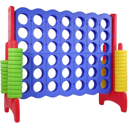EDX Giant 4-in-a-Row Game Set, 47.2" x 21.6" x 43.3", Jumbo Connect Game with 42 Rings & Quick-Release Slide, Holiday Party & Family Game, Large
