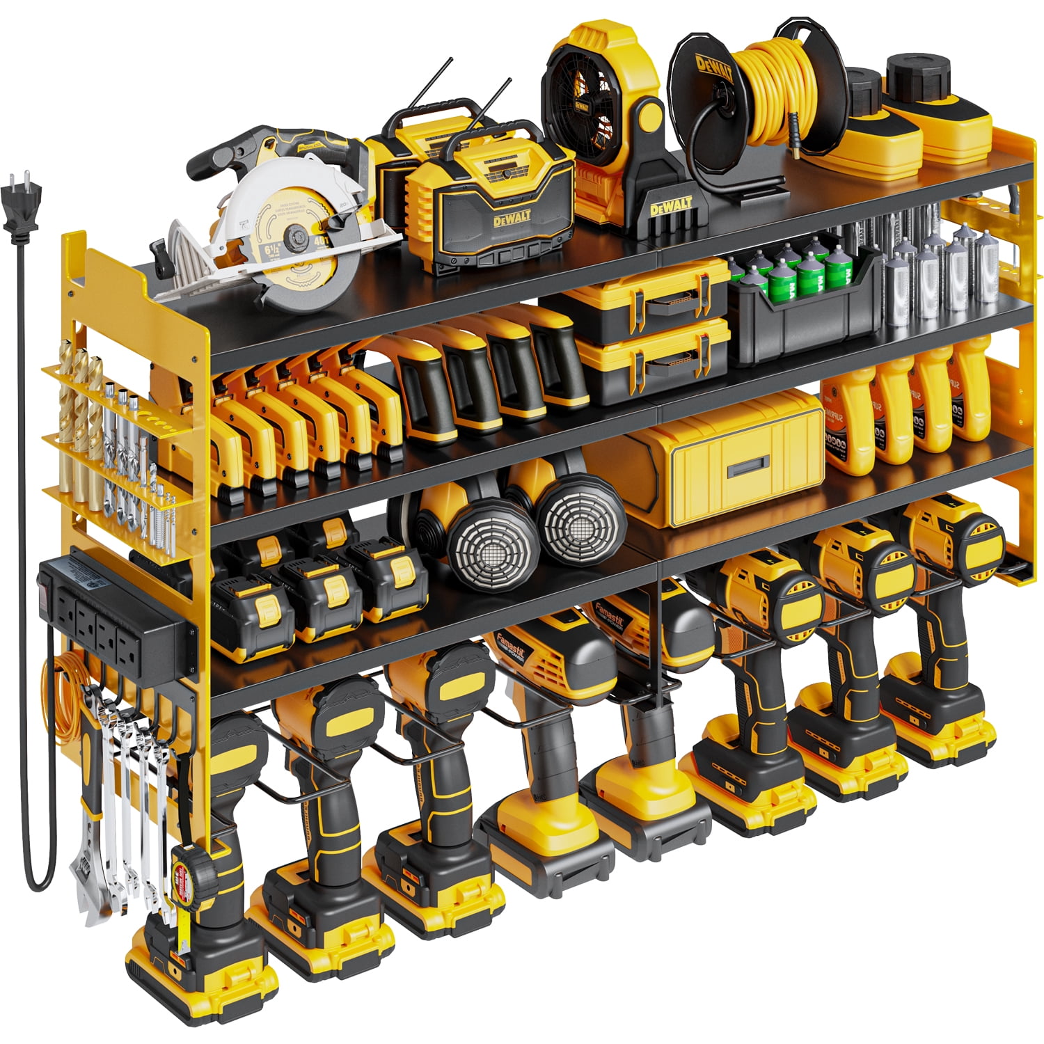 EDX Heavy Duty 4-Tier Power Tool Organizer Wall Mount, Garage