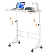 EDX Standing Desk with Wheels, Height Adjustable Desk, Mobile Rolling Computer Desk for Home Office, Treadmill Desk for Walking Pad, White