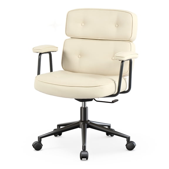 edx PU Leather Home Office Chair, 350LBS Heavy Duty, 8 Hours Ergonomic High Back Desk Chair with Lumbar Support, Beige