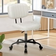 thumbnail image 1 of edx Adjustable Height Armless Office Desk Chair with Wheels, PU Leather Mid Back 360°Swivel Small Computer Chair, Modern Task Chair for Home Office Reading Meeting Room, White, 1 of 9