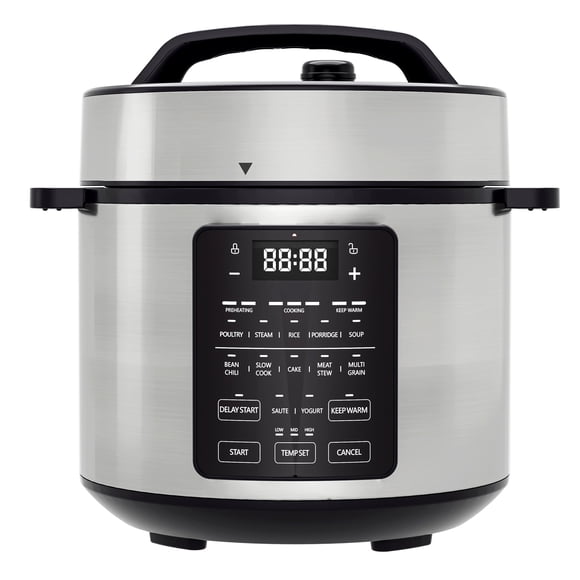 EDX 6 Quart 7-in-1 Electric Pressure Cooker with Multi-Function Features and Stainless Steel Pot, Silver
