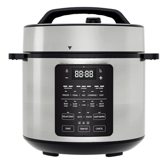 EDX 6 Quart 7-in-1 Electric Pressure Cooker with Multi-Function Features and Stainless Steel Pot, Silver