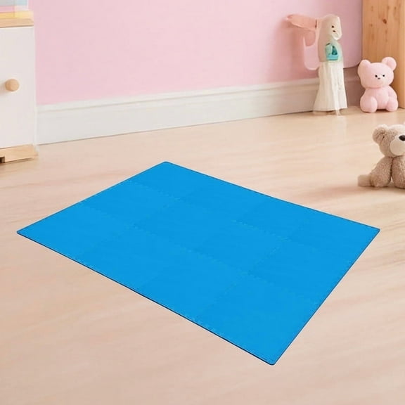 EDX Interlocking EVA Foam Workout Mats – Protective Flooring for Home Gyms, Martial Arts, Yoga & Fitness Spaces, 1/2" Thick, 48 Square Feet, Blue