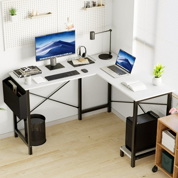 EDX L Shaped Computer Corner Desk, Gaming Table 50 inch PC Writing Study Desk for Home Office Dorm Small Space, White