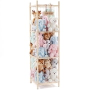 EDX Large Stuffed Animal Storage Organizer for Kids, Wooden Toy Storage Holder, Space Saving Toy Zoo for Playroom, Bedroom, Nursery & Kids Room, Natural