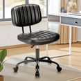 thumbnail image 1 of edx Adjustable Height Armless Office Desk Chair with Wheels, PU Leather Mid Back 360°Swivel Small Computer Chair, Modern Task Chair for Home Office Reading Meeting Room, Black, 1 of 9