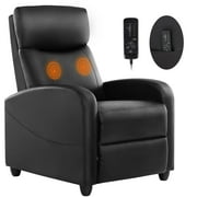 EDX Massage Recliner Chair, Small Recliner Sofa Chair with Padded Seat and Massage Backrest for Home Theater Living Room, Black