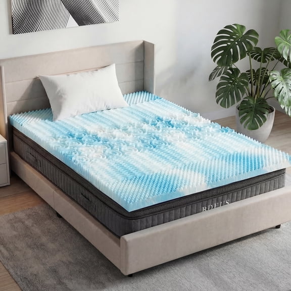 EDX Mattress Topper, 2" 5-Zone Cooling Gel Memory Foam toppers for Optimal Pressure Dispersion, CertiPUR-US Certified, Queen
