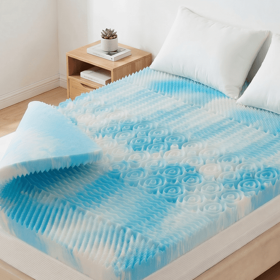 EDX 5-Zone Mattress Topper, 4 Inch Cooling Gel Memory Foam toppers for Optimal Pressure Dispersion, CertiPUR-US Certified, Queen
